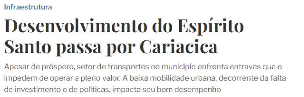 Desenvolvimento do Espírito Santo passa por Cariacica